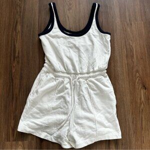 Sweaty Betty After Class Tie Waist Romper Size 4 White Tank Terry Cloth Shorts